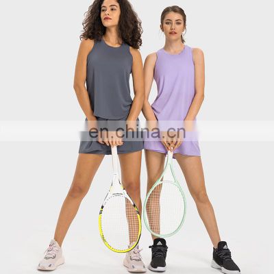 Custom Logo With Shorts Mini Skirt Match Sleeveless Tank Top Tennis Golf Baseball Sportswear Suit Set Women Outdoor Gyn Fitness
