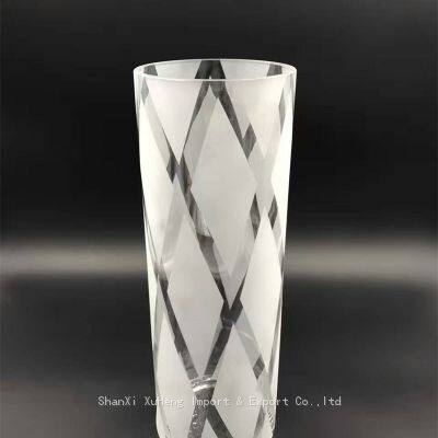 Frosted Transparent Glass Vase With Custom Unique Design Home Decoration Flower Vase Container