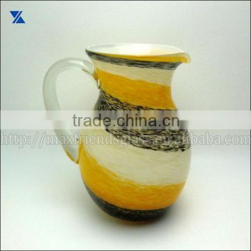 art glass handblown pitcher jug swirled fall color