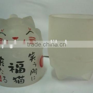 drinking glass cup/ glass beer mugs with handles cat smile cap