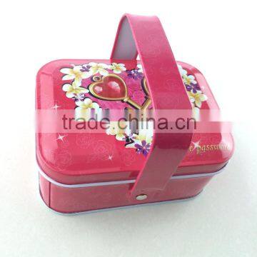 Food grade wholesale design wedding candy tin box with handle