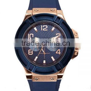 New product rose gold case blue silicone watch mens wrist watches