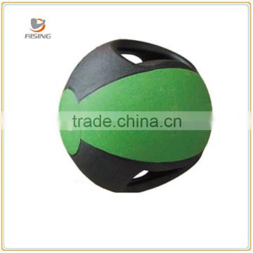 2015 New Custom 4 to 10KG Rubber Medicine Ball With Two Handles in dual colors