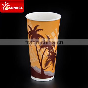 Printed disposable cheap foldable paper cup for cold drink