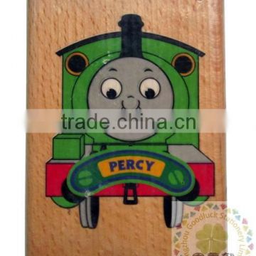 Custom train design wooden stamp block set