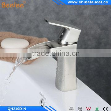 Nickel Brushed Deck Mounted Single Handle Single Hole Bathroom Waterfall Basin Mixer                        
                                                Quality Choice