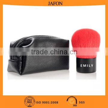 China supplier makeup red synthetic hair kabuki brush with PU zipper bag