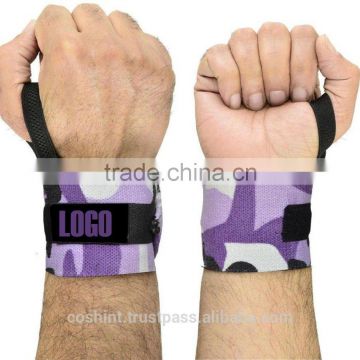 Weight Lifting Wrist Wraps in Purple Camo Ci-2503-39 , Hand Wrist Wraps Supplier
