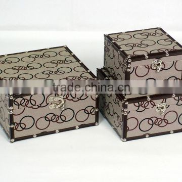 Retro light brown square pattern jewelry box three