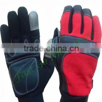 Resistant mechanic safety working glove with hook and loop