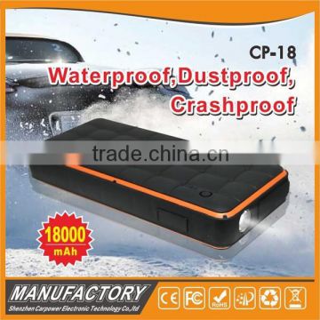 Customized ip65 waterproof car power bank jump starter 18000mah