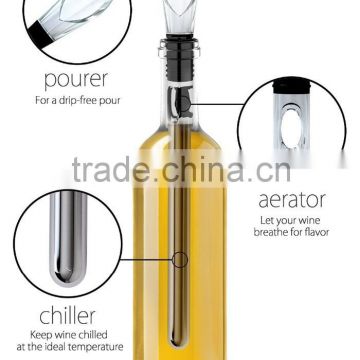Wine Bottle Cooler Stick with Aerator and Pourer