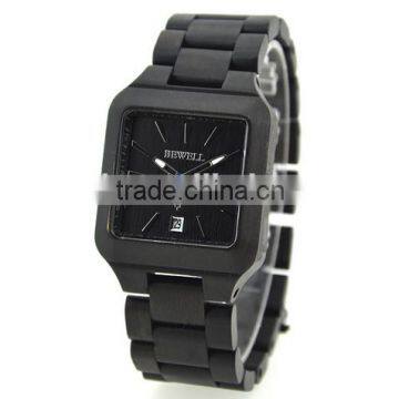 luxury data calender man black square wholesale wood watch