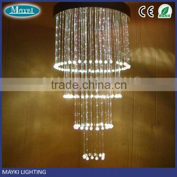 Hotel pmma modern crystal lobby chandelier light pendant light with 8 colors changing