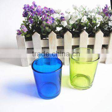 small colorful pillar craft glass tealight candle holder