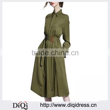 New Long Sleeve Cotton Clothes Thin-waist Elegant Autumn Spring A-line Blouse Dress
