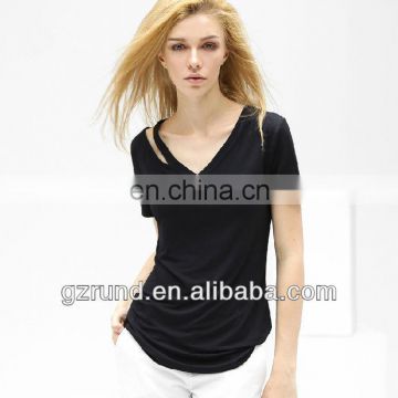 new design models in Europe and America in black and white short-sleeved T-Shirt made in china