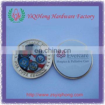 US " Thank you" metal coin with two epoxy sticker