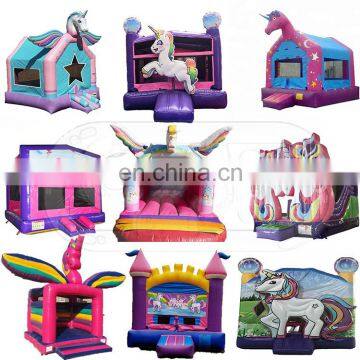 inflatable 5 in 1 commercial unicorn bouncer bounce house with slide for sale