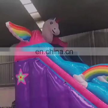 backyard giant cartoon bouncy jumper unicorn inflatable water slide for sale