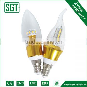LED Candle Bulb,ra 80 SMD2835 3W4W golden body