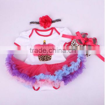 rainbow baby girls second birthday party dresses baby 3 pcs romper wear cake petti romper with hair band and shoes infant jumper