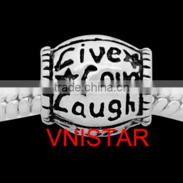 Vnistar antique silver plated live love lough design oval shaped european beads wholesale PBD3049