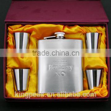 6oz stainless steel hip flask with funnel engraved logo/hip flask gift set