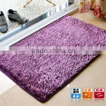 Shiny chenille room mat shaggy rugs with anti-slip base