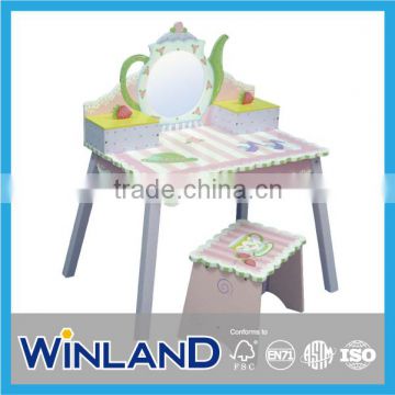 Kids Wooden Afternoon Design Vanity Set With Stool
