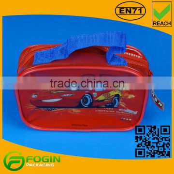 red pvc makeup travel bag with handle