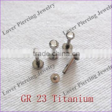 Hot Selling High Polish With Bigger Crystal Stone Gr23 Titanium Unique Labret Studs [ST-023A]