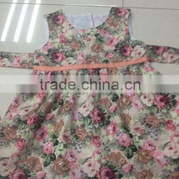 2016 New Arrival Floral Girl Dress Cute Baby Cotton Dress With Belt Summer Dress