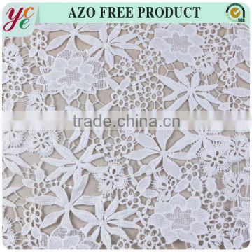 Fashion style snow white chemical lace polyester embroidery fabric