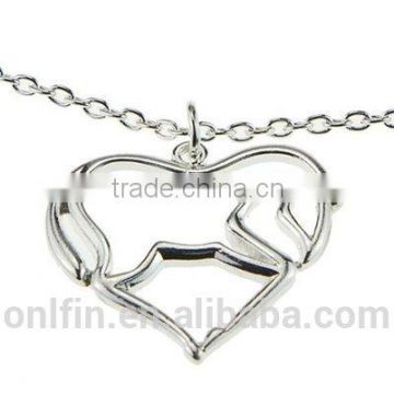 China Jewelry Wholesale Silver Heart and Horse Shaped Pendant Necklace Equestrian Lover