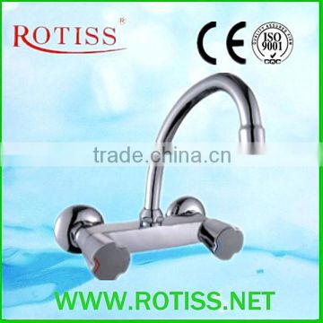 Hot seeling high quality RTS8834-5 double handle mural sink mixer
