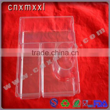PP clean plastic snack tray for food with handle, disposable plastic disposable frozen