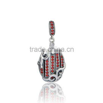 925 Silver Pendant Beads Red Zircon Charms Beads Making For Jewelry