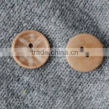 2 Holes Beige Corozo Nut(Ivory) Nut Button with Laser Engraved for Lady's Clothing