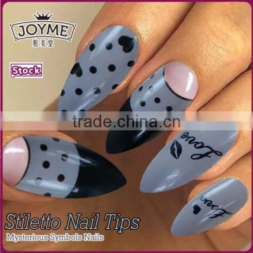 2016 new product high fake nails fashion stiletto nail tip Fingernails nail art design