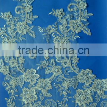 2017 China factory embroidered with cord pearl beaded lace trim border
