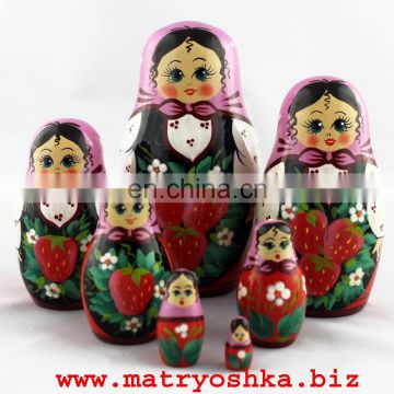 Matryoshka Babushka Russian Gift Shop Online with Nestings Dolls Cute Strawberries Paintings 7pc
