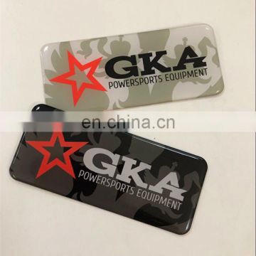 Metal Silk -Printed logo label with epoxy cover