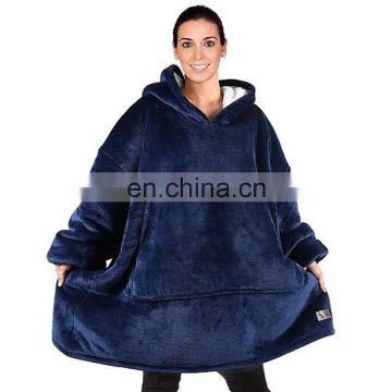 Navy Blue Warm Oversized Sherpa hoodie Blanket Sweatshirt with fast shipment