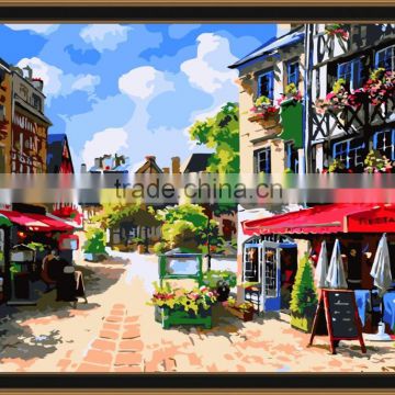 Diy Oil painting by numbers canvas painting MY TOWN for kids room 5148