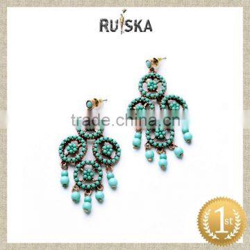 ZINC ALLOY ANTIQUE EARRINGS,BLUE SMALL BEADS EARRINGS