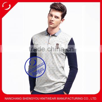 fashion design 95 cotton 5 spandex full printed polo t shirt for men