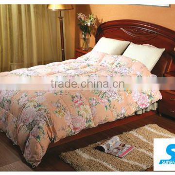 100% cotton fabric flower printed hotel alternative goose down feather comforter/quilted micro fiber quilt/duvet shell