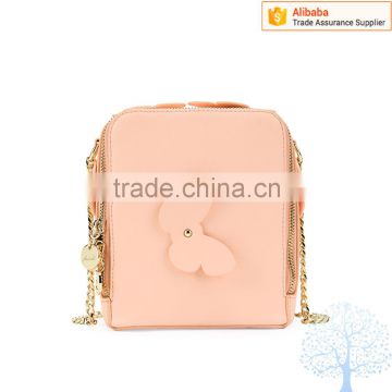 Lastest pink colour butterfly pattern handbag for young lady