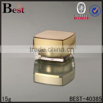 15/30/50g square shape luxury golden color screw cap pp inner empty jar acrylic plastic wholesale
